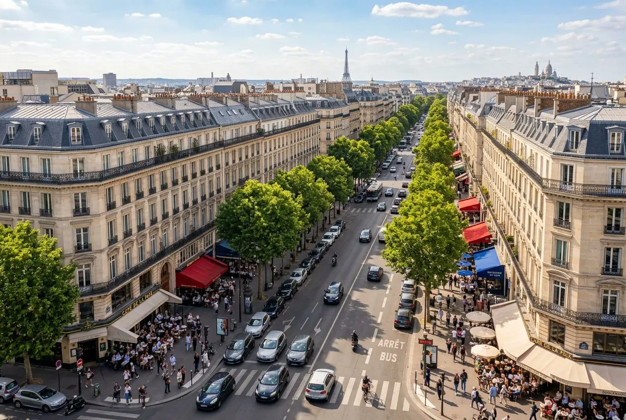 Rue animée en France