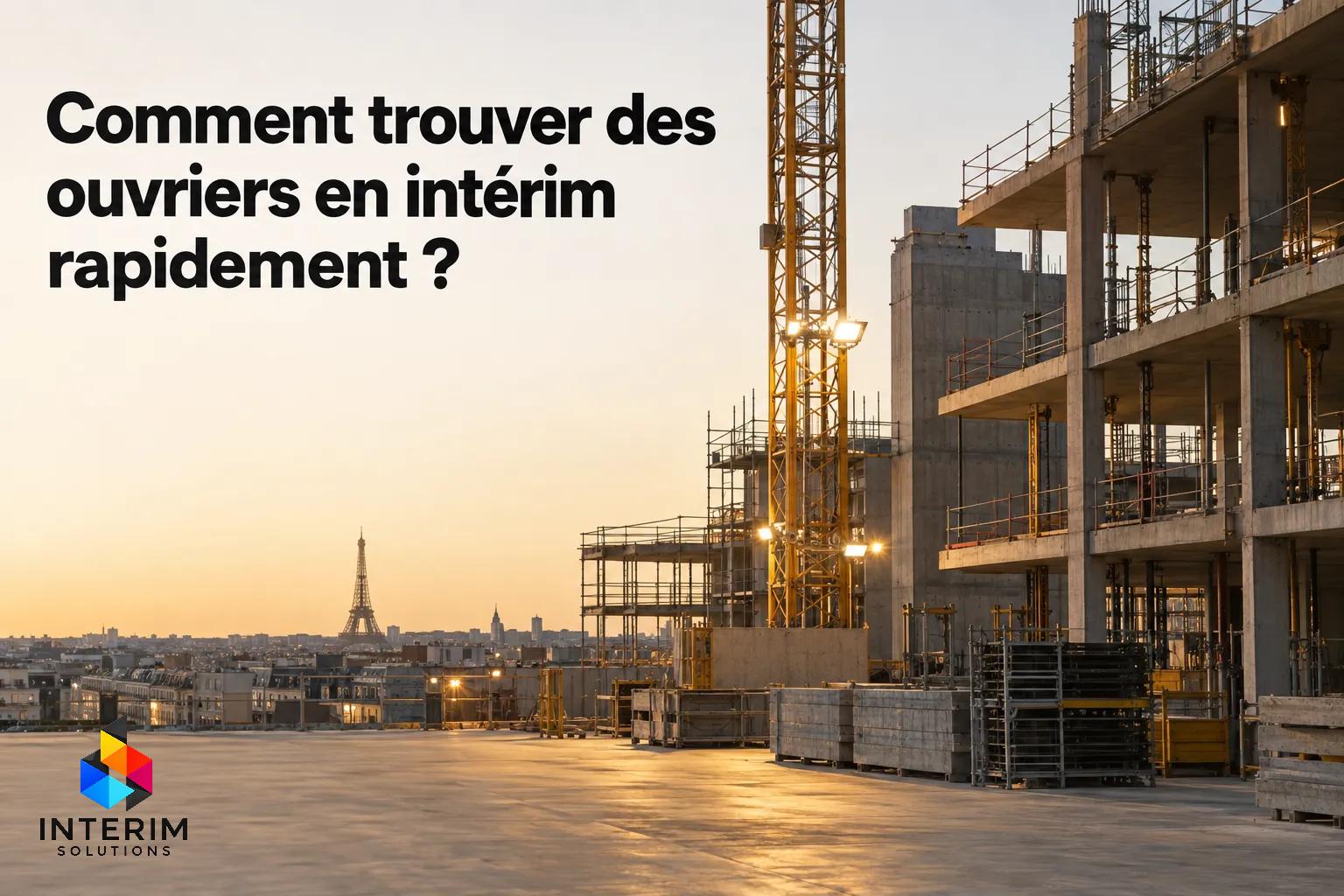 Un chantier de construction avec une grue et des structures en bâtiment, au coucher du soleil.